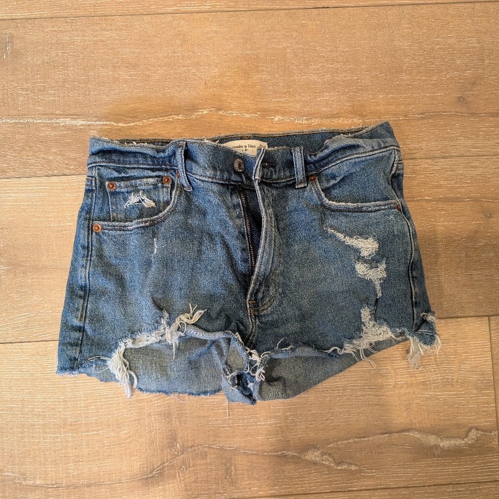 Abercrombie & Fitch Ripped Blue Jean Shorts